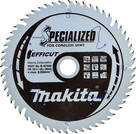Пильный диск по дереву MAKITA 165х20х1,4х56T для efficut, (для dsp600d) [B-57320]