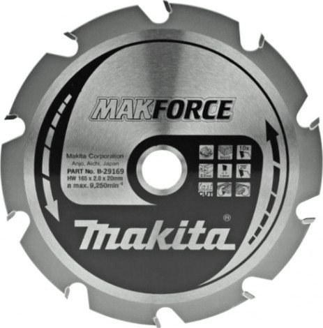 Пильный диск по дереву MAKITA 165x20x1.4x10T для makforce [B-29169]