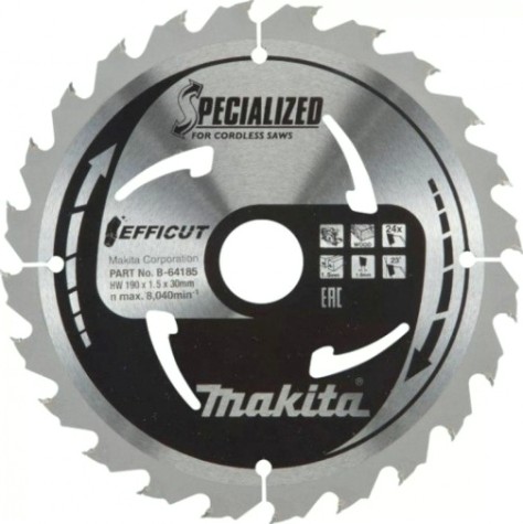 Пильный диск по дереву MAKITA 190x30x1.0х24T для efficut [B-64185]