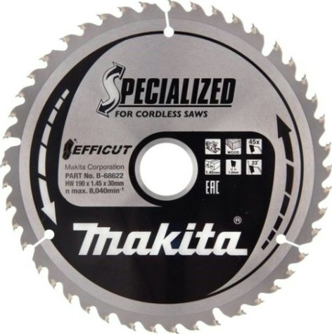 Пильный диск по дереву MAKITA 190x30x1.45х45T для efficut [B-68622]