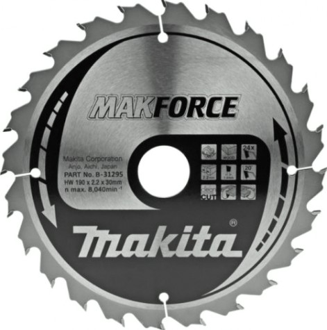 Пильный диск по дереву MAKITA 190x30x1.4x24T для makforce [B-31295]