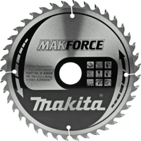 Пильный диск по дереву MAKITA 190x30x1.4x40T для makforce [B-43658]