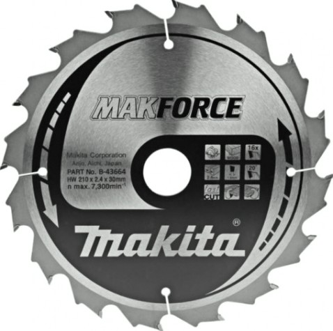 Пильный диск по дереву MAKITA 210x30x1.6x16T для makforce [B-43664]