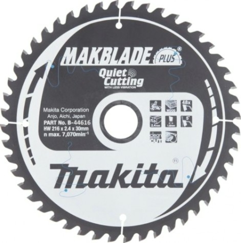 Пильный диск по дереву MAKITA 216x30x1.6x48T для makblade plus [B-44616]