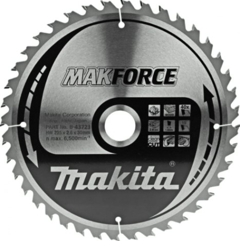 Пильный диск по дереву MAKITA 235x30x1.6x40T для makforce [B-43723]