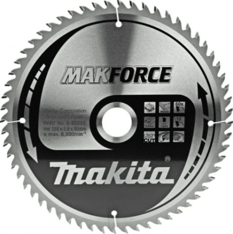 Пильный диск по дереву MAKITA 235x30x1.8x60T для makforce [B-35215]