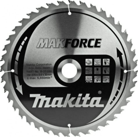 Пильный диск по дереву MAKITA 270x30x1.6x40T для makforce [B-35184]