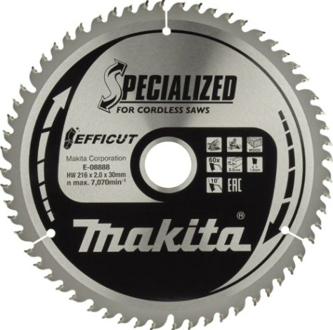 Пильный диск по дереву MAKITA E-08888 efficut, 216x30x1.5x60t