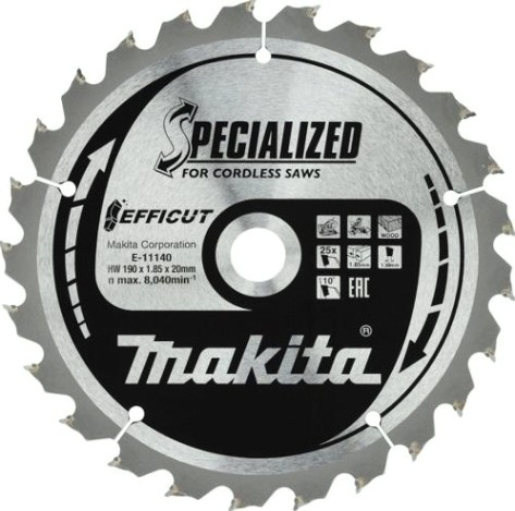 Пильный диск по дереву MAKITA E-11140 efficut 190x20x1,35x25t
