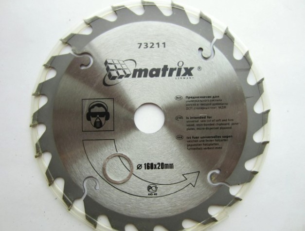 Пильный диск по дереву MATRIX 160х20мм, 24 зуба кольцо, 16/20 [73211]