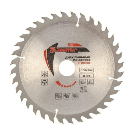 Пильный диск по дереву MATRIX 210х30мм, 36 зубьев [73290]