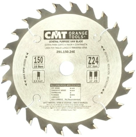 Пильный диск по дереву СМТ 150X16X2,4/1,415°15°ATBZ=24 [291.150.24E]