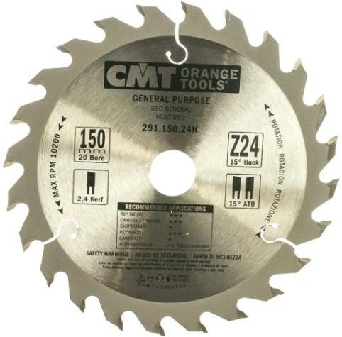 Пильный диск по дереву СМТ 150X20X2,4/1,415°15°ATBZ=24 [291.150.24H]
