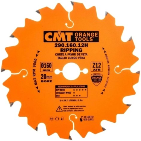 Пильный диск по дереву СМТ 160X20X2,2/1,620°10°ATBZ=12 [290.160.12H]