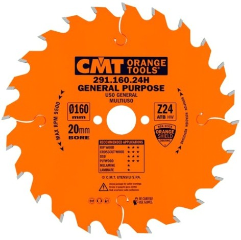 Пильный диск по дереву СМТ 160X20X2,5/1,615°15°ATBZ=24 [291.160.24H]