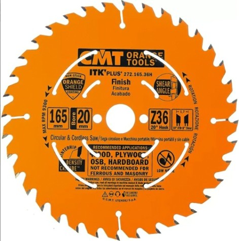 Пильный диск по дереву СМТ 165X20(+15,87)X1,7/1,120°10°ATB+8°SHEARZ=36 [272.165.36H]