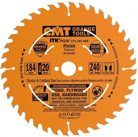 Пильный диск по дереву СМТ 184X20(+16+15,87)X1,7/1,118°10°ATB+8°SHEARZ=40 [272.184.40H]