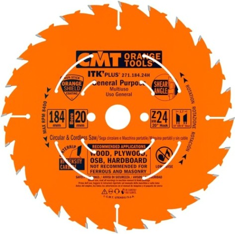 Пильный диск по дереву СМТ 184X20(+16+15,87)X1,7/1,120°10°ATB+8°ShearZ=24 [271.184.24H]