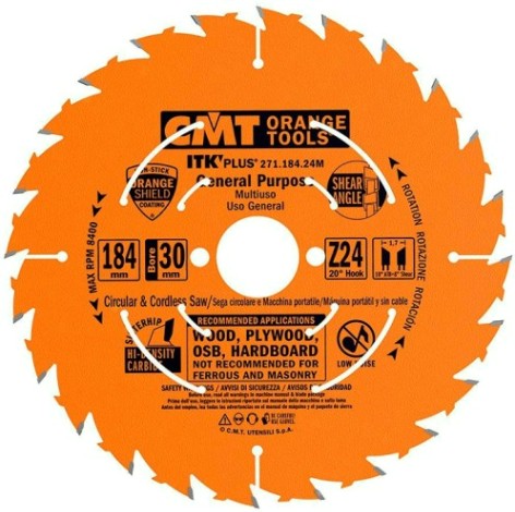 Пильный диск по дереву СМТ 184X30X1,7/1,120°10°ATB+8°SHEARZ=24 [271.184.24M]