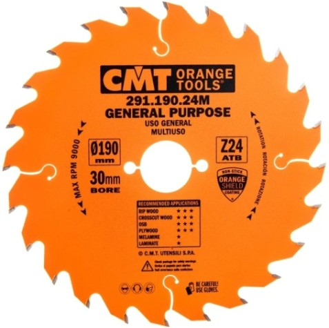 Пильный диск по дереву СМТ 190X30X2,6/1,620°10°ATBZ=24 [291.190.24M]