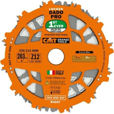 Пильный диск по дереву СМТ 203x30x6-20 z=12 a=12 DADO [230.312.08M]