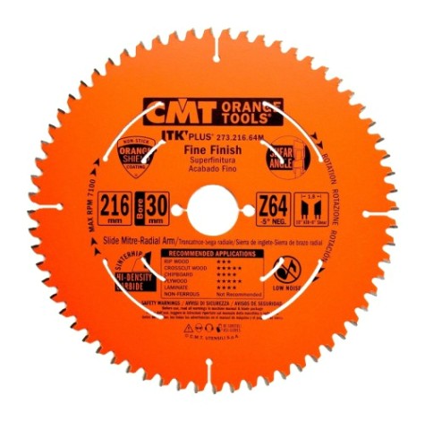 Пильный диск по дереву СМТ 216X30X1,8/1,2-5°10°ATB+8°SHEARZ=64 [273.216.64M]