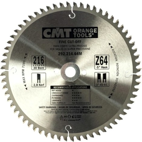 Пильный диск по дереву СМТ 216X30X2,8/1,8-5°15°ATBZ=64 [292.216.64M]