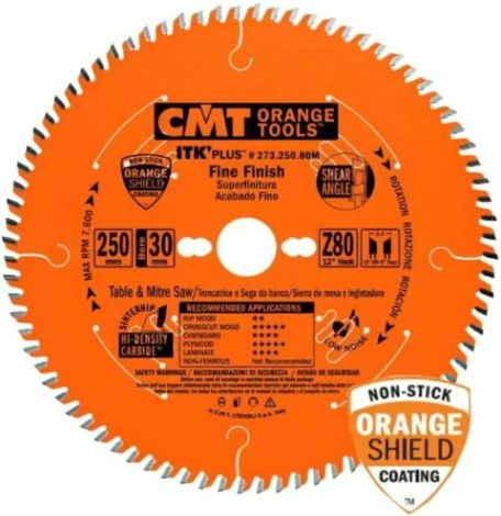 Пильный диск по дереву СМТ 250X30X2,4/1,612°10°ATB+8°SHEARZ=80 [273.250.80M]