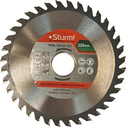 Пильный диск по дереву Sturm 9020-125-22-36T 125x22x36 зубьев Пильный диск по дереву Sturm 9020-125-22-36T 125x22x36 зубьев