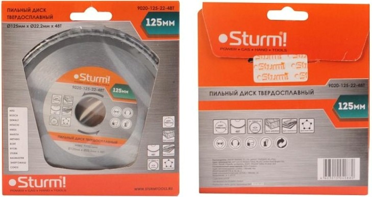 Пильный диск по дереву Sturm 9020-125-22-48T 125x22x48 зубьев