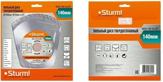 Пильный диск по дереву Sturm 9020-140-16-24T 140х16x24 зубьев