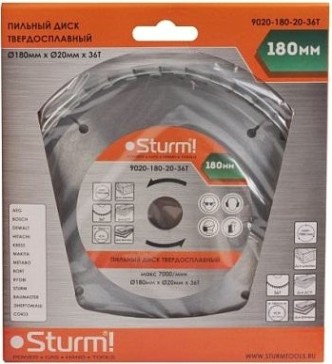 Пильный диск по дереву Sturm 9020-180-20-36T 180x20x36 зубьев, переходное кольцо 16 мм Пильный диск по дереву Sturm 9020-180-20-36T 180x20x36 зубьев, переходное кольцо 16 мм