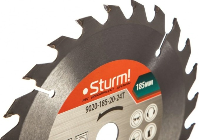 Пильный диск по дереву Sturm 9020-185-20-24T 185x20x24 зубьев, переходное кольцо 16 мм