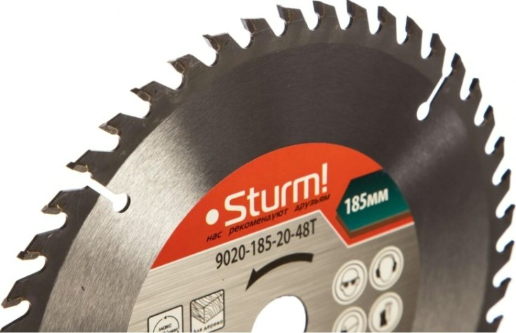 Пильный диск по дереву Sturm 9020-185-20-48T 185x20x48 зубьев, переходное кольцо 16 мм