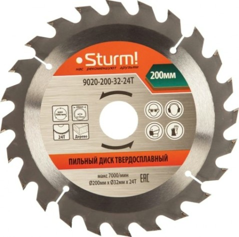 Пильный диск по дереву Sturm 9020-200-32-24T 200x32x24 зубов, переходное кольцо 30 мм