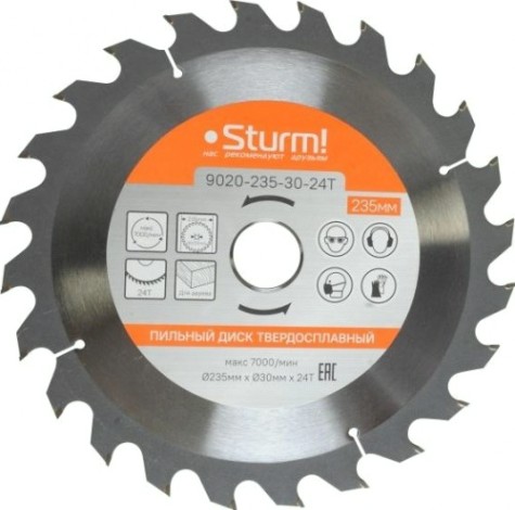 Пильный диск по дереву Sturm 9020-235-30-24T 235x30x24 зуба, переходное кольцо 20 мм