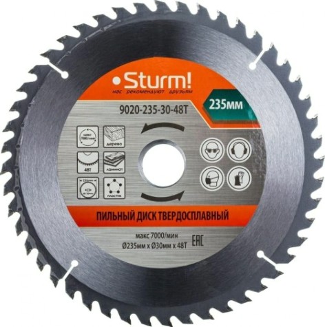Пильный диск по дереву Sturm 9020-235-30-48T 235x30x48 зубов, переходное кольцо 20 мм