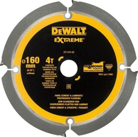 Пильный диск по фиброцементу DeWALT 160х4тх20 мм Extreme DT1470-QZ [DT1470-QZ]