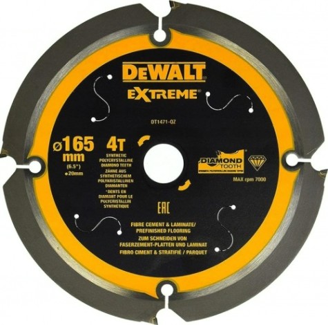 Пильный диск по фиброцементу DeWALT 165х4тх20 мм Extreme DT1471-QZ [DT1471-QZ]