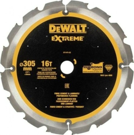 Пильный диск по фиброцементу DeWALT 305х16тх30 мм Extreme DT1475-QZ [DT1475-QZ]