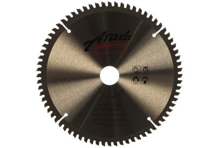 Пильный диск по ламинату АТАКА 230*72T*30 ч/рез отриц. профи [8078240]