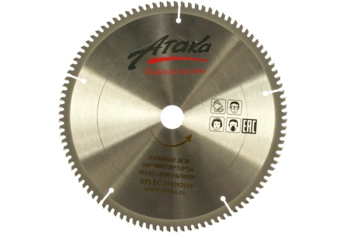 Пильный диск по ламинату АТАКА 300*100T*30 ч/рез отриц. профи [8078270]