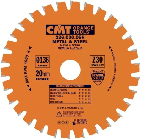 Пильный диск по металлу и металлопрофилю СМТ 136,5X20X1,5/1,20°FWFZ=30 [226.030.05H]