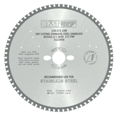 Пильный диск по металлу и металлопрофилю СМТ 250X30X2,2/1,810°8°FWFZ=72 [226.572.10M]
