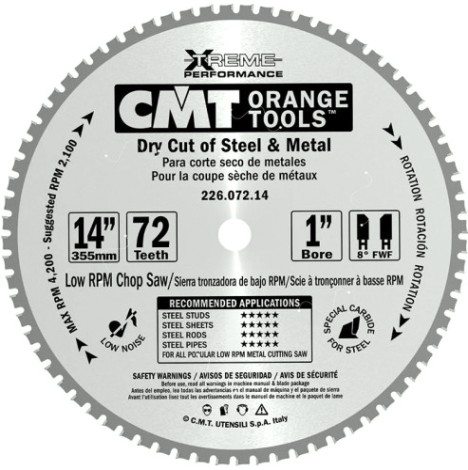 Пильный диск по металлу и металлопрофилю СМТ 355X25,4X2,2/1,80°8°FWFZ=72 [226.072.14]
