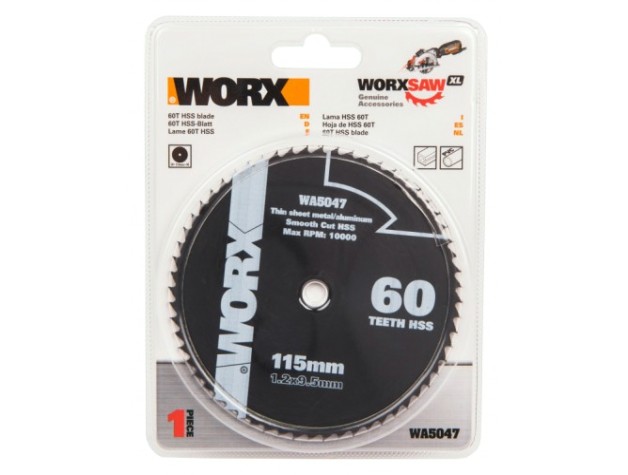 Пильный диск по металлу Worx WA5047 60T HSS 115х1,2х9,5 мм [WA5047]