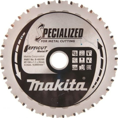 Пильный диск по стали MAKITA 150x20x33T металлу efficut [B-69288]
