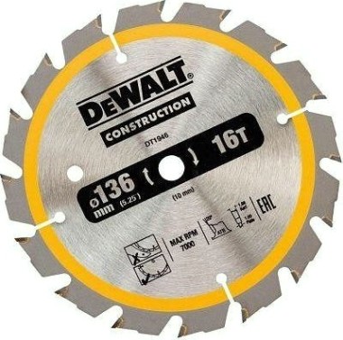 Пильный диск универсальный DeWALT 136х16тх10 мм Construction DT1946-QZ [DT1946-QZ]