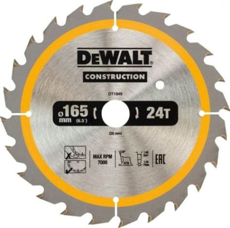 Пильный диск универсальный DeWALT 165х24тх20 мм Construction DT1949-QZ [DT1949-QZ]