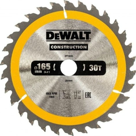 Пильный диск универсальный DeWALT 165х30тх20 мм Construction DT1935-QZ [DT1935-QZ]